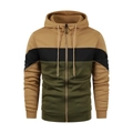 Felpa con cappuccio da uomo con pannelli colorati kaki, nero e verde militare - S / Cachi + Verde Militare