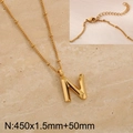 Gold letter N pendant necklace with beaded chain and lobster clasp details for women - Gold Letter N (KN287035-Z)