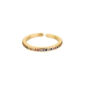 Adjustable golden ring featuring a vibrant rainbow of micro-pave colored cubic zirconia - Adjustable Open / Rainbow Pave