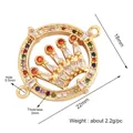 Gold-plated crown connector with colorful zircons for DIY jewelry making 18x22mm - M589399-Rainbow