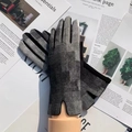 Winterhandschuhe mit grauem Karomuster, warmem Futter und Touchscreen-Funktion für Damen - Einheitsgröße / Grau
