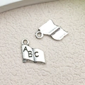 DIY antique silver book charm with ABC engraving for bracelet and necklace making - ABC Letter Book