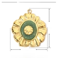 Detail showing dimensions of a flower-shaped stainless steel pendant with green stone - YE426-1 Flower Shape Green