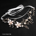 Handmade bridal headband with white flowers and pearls, 30cm length, 28g weight - Gold 3D Flower Artificial Pearl Hair Band (HS-J5009) / 30cm