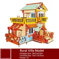 3D wooden puzzle house model with colorful rural villa design for DIY educational play - Rural Villa / 73 Pcs/Finished 18x17.5x19cm