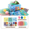Baby sensory tissue box toy set with animal crinkle papers and soft silk scarves - Dinosaur Tissue Box (3 Square Cloths + 8 Silk Scarves + 3 Plush Balls) (1906-4A)