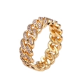Iced out 8mm Cuban link ring in 18K gold plating with micro pave cubic zirconia stones - US 6 / Gold