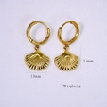 14K gold plated stainless steel scallop shell earrings 13mm size with hoop clasp - Shell 4
