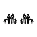 Minimalist black silhouette earrings featuring a family of four in a retro artistic style - Family Silhouette / Black