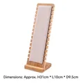 Extra large bamboo wood necklace display stand with grey velvet lining and side notches - Tall Slim Beige Velvet