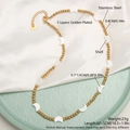 Collana con perline dorate e ciondolo a mezzaluna in conchiglia bianca, acciaio inossidabile - Luna