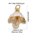 Luxurious 18K gold-plated umbrella charm pendant with zircon and white enamel details - CX137-7 Zirconia Umbrella