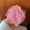 Pink gauze rose hair claw clip in a withered rose vintage aesthetic for women - Double-sided Claw / Pink