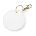 White round faux leather keychain with golden metal ring and lobster clasp - Assembled / White