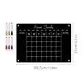 Detail view of acrylic weekly planner set with colorful markers and magnet mount - Small A4 - KT Board Packaging / Black Transparent
