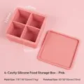 Pink food-grade silicone mold with 4-cavity square design and matching lid - 4-Grid Storage Box / Pink