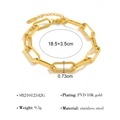 Vintage-Armband aus 18K vergoldetem Edelstahl mit verstellbarer Länge von 18,5+3,5 cm - Grobgliedrige Büroklammerkette Stil (SB21012342G)