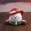 Cute female snowman Christmas ornament with red hat, green scarf, and resin knit texture - Female Snowman (7204B-02)