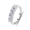 Minimalist S925 sterling silver ring featuring five sparkling round-cut moissanite stones - US 5 / White Gold-Zirconia