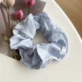Light blue satin scrunchie with pleated texture shown on a clean white background - 11# Light Blue