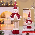 Telescopic Christmas snowman doll with adjustable height from 45cm to 60cm for decor - Medium Red Grid 60CM Telescopic Snowman