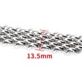 Polished silver stainless steel five-row link chain with 13.5mm width on white background - Polished 5-Row Chain 13.5mm