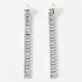 Eleganti orecchini lunghi a nappa in argento con pietre di zircone rettangolari - Placcato Argento Bianco