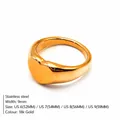 Sencillo anillo de sello con forma de corazón en acero inoxidable bañado en oro de 18k - US 6 / Estilo de Sello de Corazón (TR18940) / Dorado