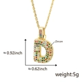 Gold letter D pendant necklace with colorful micro-set zircons on twisted chain - Letter D