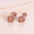 Orecchini a sfera in cristallo color champagne con pavé di strass e finitura in argento S925 - Argento 925 / Champagne