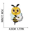 Detailed view of cartoon bee embroidery patch holding a daisy, size 7cm x 4.5cm - Little Bee Holding Daisy Style (W18MF-11-17)