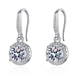 Sparkling silver heart-shaped moissanite earrings with brilliant six-prong zircon setting - One-carat White Diamond Earrings Led-71