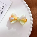 Iridescent marble pattern bow hair clip with colorful acetate finish and metal base - Duckbill Hair Clips / 5.4cm / Goose Yellow-Duckbill Clip