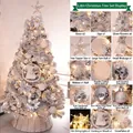 1.8m silver white Christmas tree set with stars, bows, ornaments and 10m LED lights - 1.8m Snow Flocked Christmas Tree Set (Without Tree Collar)