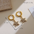 Orecchini a cerchio dorati in argento s925 con ciondolo a stella in cristallo - Stile Stella con Strass (A062-2)
