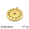 Colgante zodiacal dorado con símbolos calados y estrella central, talla 22x19mm - 22*19mm / Dorado