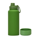 1L olive green insulated sports water bottle with matte finish and silicone base - 1 L / Army Green - Sport