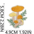 Detailed embroidery patch showing a yellow mushroom and green leaf with size dimensions - Mushroom and Leaf (S30HXZ-085-26)