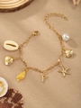 Golden ocean charm bracelet with starfish, seashell, pearl and letter P charms - Letter P(P)