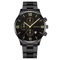 Black Dial Gold Hands Black Band (Flat End)