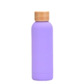 Minimalist matte purple stainless steel water bottle with natural bamboo lid finish - Matte Taro Purple