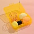 Yellow makeup blender set with sponges and rose gold holder in a clear storage box - 3 Sponges + Metal Sponge Holder [Yellow]