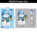 Christmas snowman window stickers with snowflakes and gift box dimensions detailed - BQ558-Snowman with Lantern