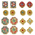 Assorted gold sand enamel beads with lotus patterns for DIY jewelry making - Chinese Style Spacer Bead Set (SN1177)