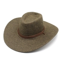 Texture dettagliata del cappello da cowboy intrecciato marrone scuro con tesa larga - M（56-58cm） / Marrone Scuro (03)