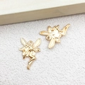 Detailed pair of golden fairy charms for DIY jewelry making with metal pendants - 1pc Large Angel Charm
