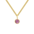 Minimalistische goudkleurige stalen ketting met een ronde roze geboortesteen hanger - Oktober Roze - Goud