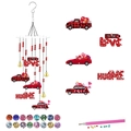 DIY Diamond Painting Wind Chime Kit with red Valentine car pendants and 16 color crystals - Red Car HugMe Style