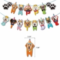 Striscione di compleanno per cani con facce di cuccioli e scritte colorate - Striscione Testa di Cane