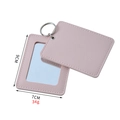 Pink PU leather mini portable makeup mirror with metal keychain, 9x7cm compact size - Square Pink